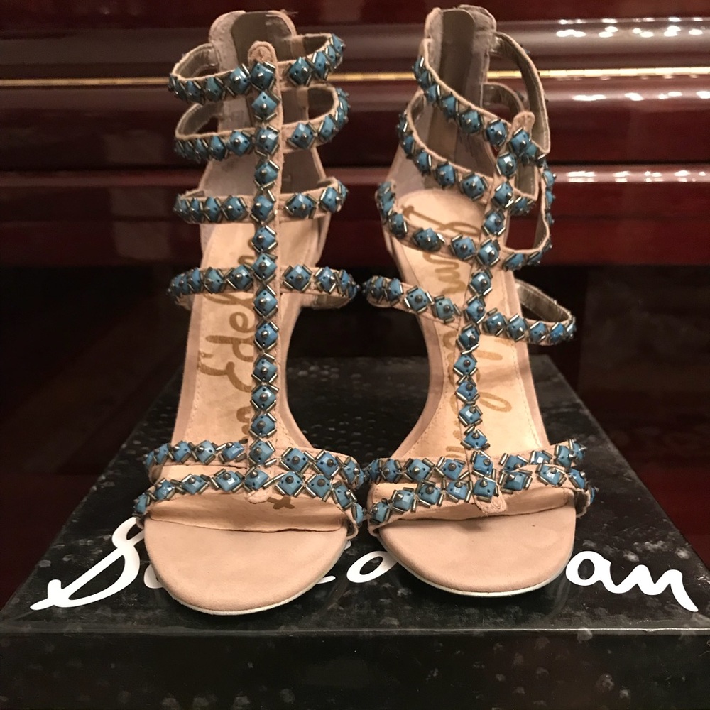 Sam Edelman Alina Nude Suede heel sandals